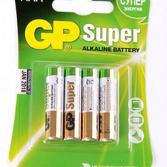 Элемент питания GP Super Alkaline 24А ААА - 4 шт