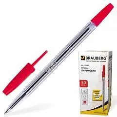 Ручка шариковая BRAUBERG Line 1мм красная, фото №1