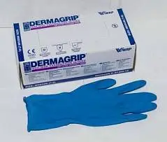 Перчатки DERMAGRIP S эластичный латекс, синие б/н, фото №1