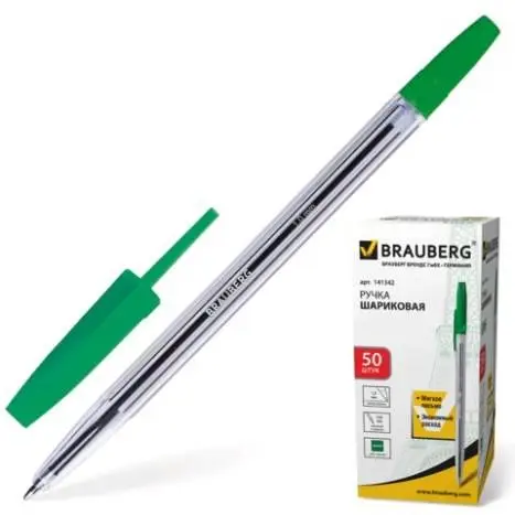 Ручка шариковая BRAUBERG Line 1мм зеленая, фото №1