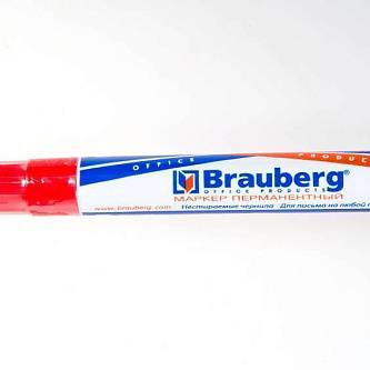 Маркер перманентный Brauberg 3мм красный кругл