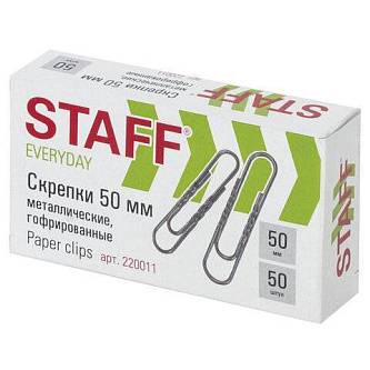 Скрепки STAFF 50мм 50шт гофрированные