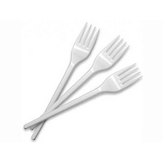 Вилка пластиковая 100шт 16,5см столовая белая