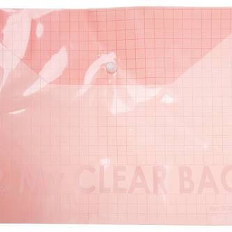 Папка-конверт на кнопке Brauberg A4 прозр асс