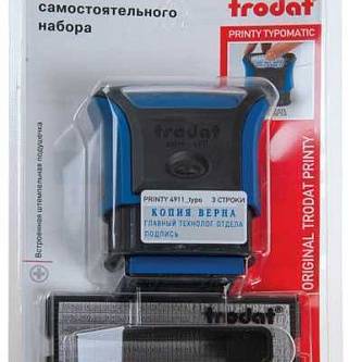 Штамп самонаборный Trodat, 3 строки, синий, 38х14мм