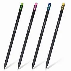 Карандаш чернографитный "Black style" НВ, черн. дер с ластиком, фото №1