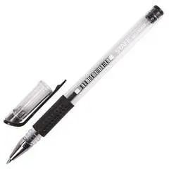 Ручка гелевая STAFF эконом 0,5мм резиновый держатель, черная, фото №1