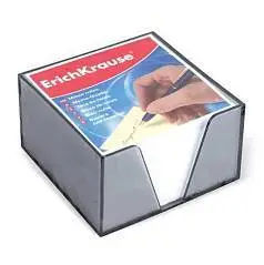 Блок для записи 9х9х5, белый, в пластиковой подставке, фото №1