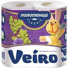 Полотенца бумажные VEIRO 2 шт.,2-х сл.,(2х12,5 м) белые, фото №1